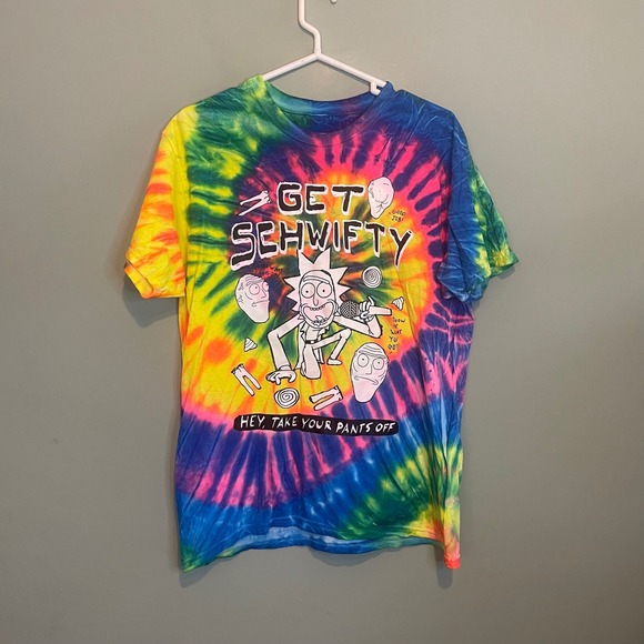 Ripple Junction Unisex Rick & Morty Get Schwifty Colorful Tie Dye T-Shirt Large - Picture 1 of 5